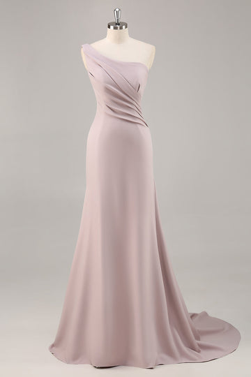 Satin Khaki One Shoulder Mermaid Long Formal Dress